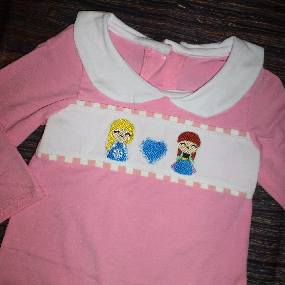 Boutique Baby Girls Frozen Princess Elsa Ana Long Sleeve Romper Jumpsuit - Picture 2 of 2